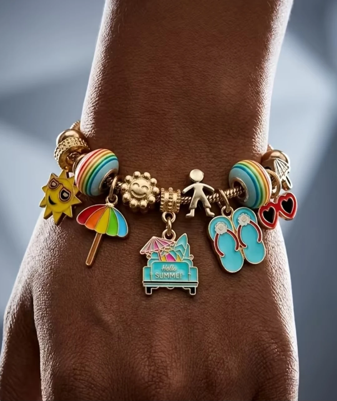 Summer Charm Bracelet with Sun, Umbrella, and Flip-Flops - photo 2