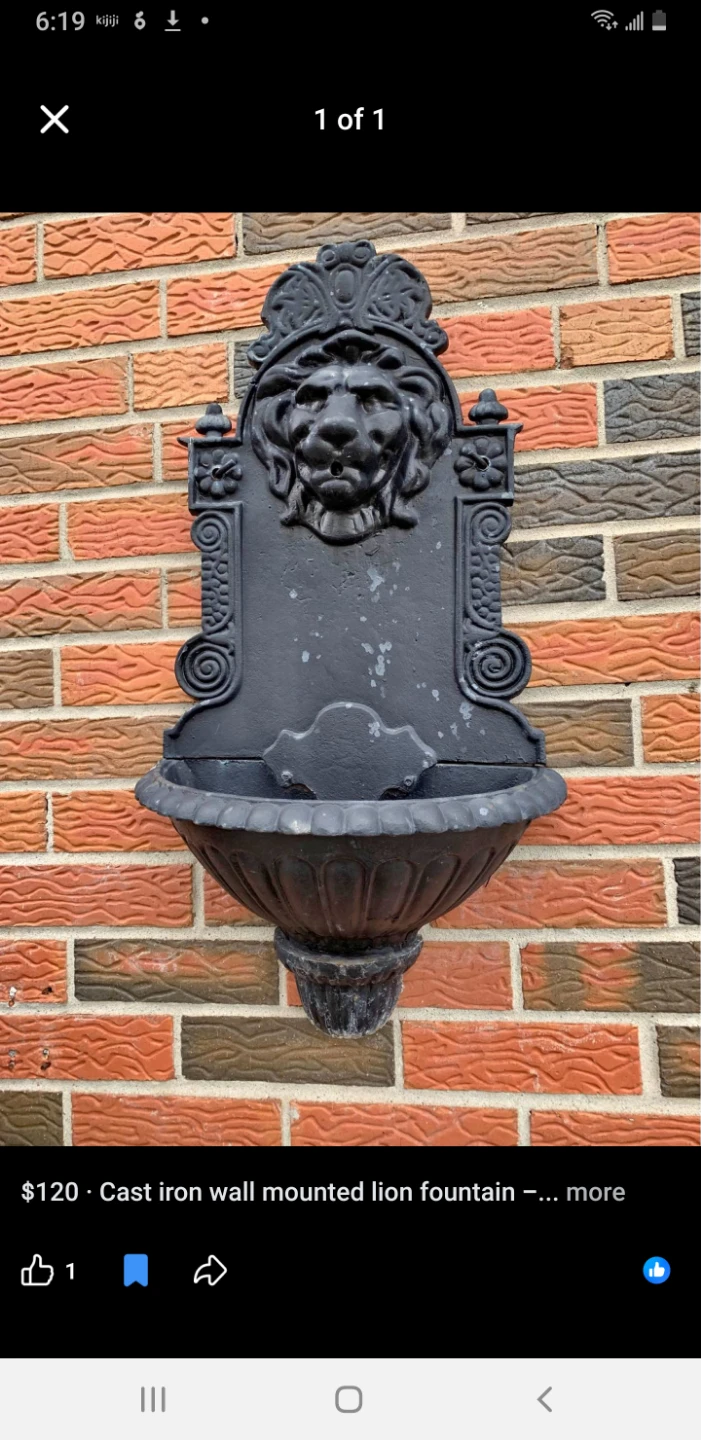 Vintage Cast Iron Wall Mounted Lion Fountain