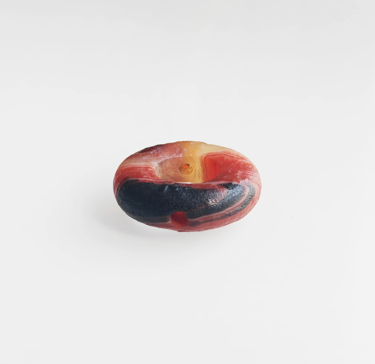 Tibetan Carnelian Agate Dzi Bead Ring Pendant Amulet Talisman - photo 2