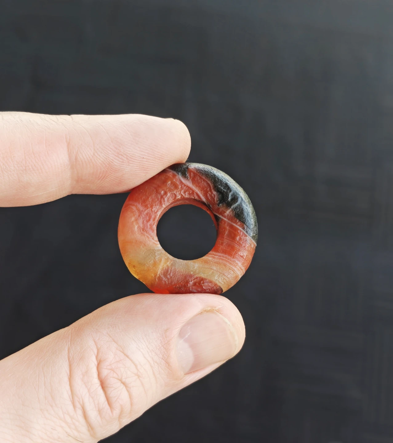 Tibetan Carnelian Agate Dzi Bead Ring Pendant Amulet Talisman - photo 5