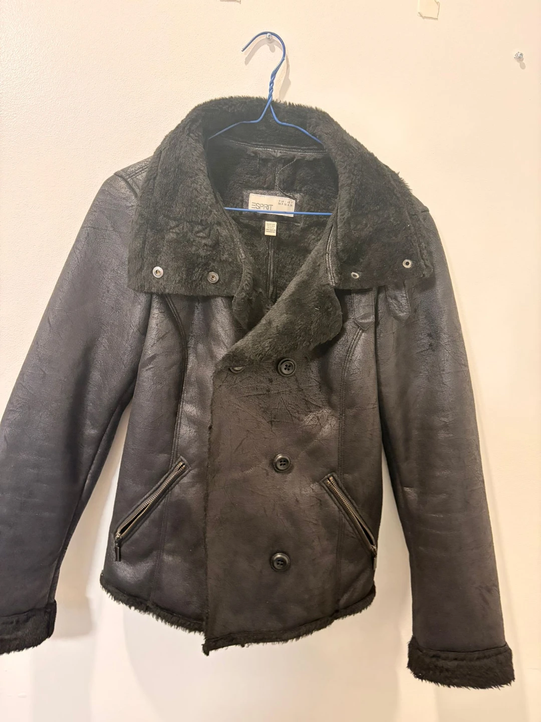 Esprit Faux Fur Lined Jacket - Black