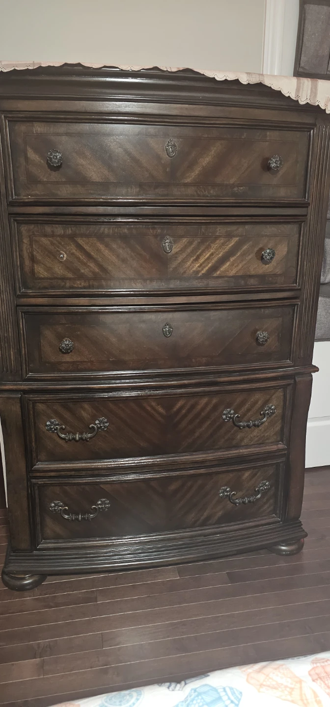 2 Dark Wood Nightstand and chest