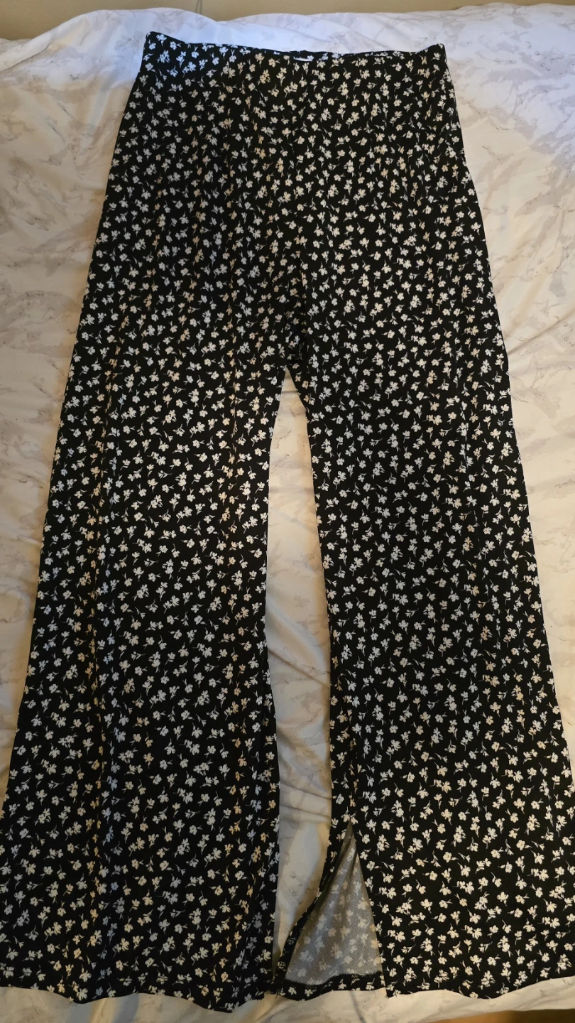 Ardene Black Floral Wide Leg Pants XS/TP