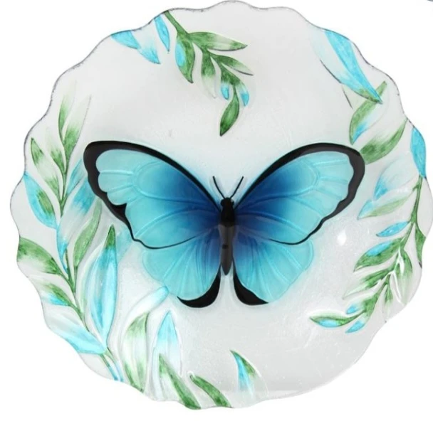 New Glass Butterfly Bird Bath - photo 3