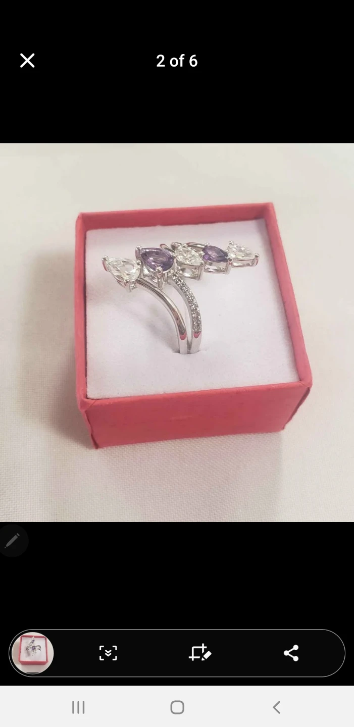 Like new 925 Real Silver Ring With Amethyst and Crystal - photo 2