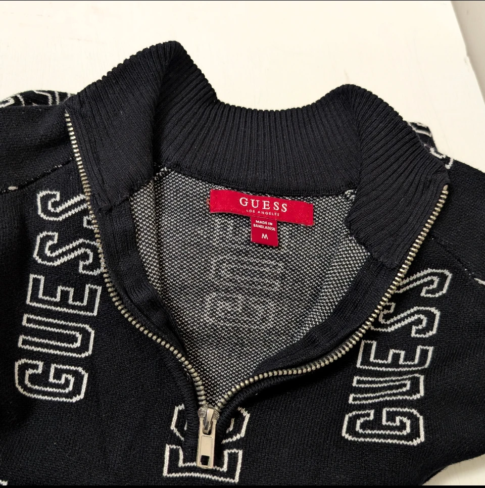 Vintage Guess 1/4 Zip Pullover Crop Knit Sweater - photo 5