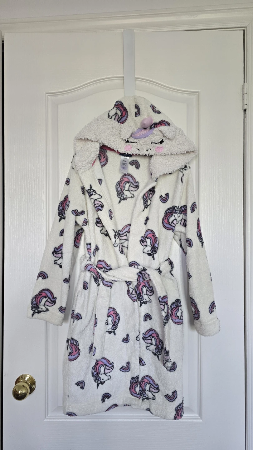 Kids Pekkle Unicorn fleece Hooded Robe 10-12y