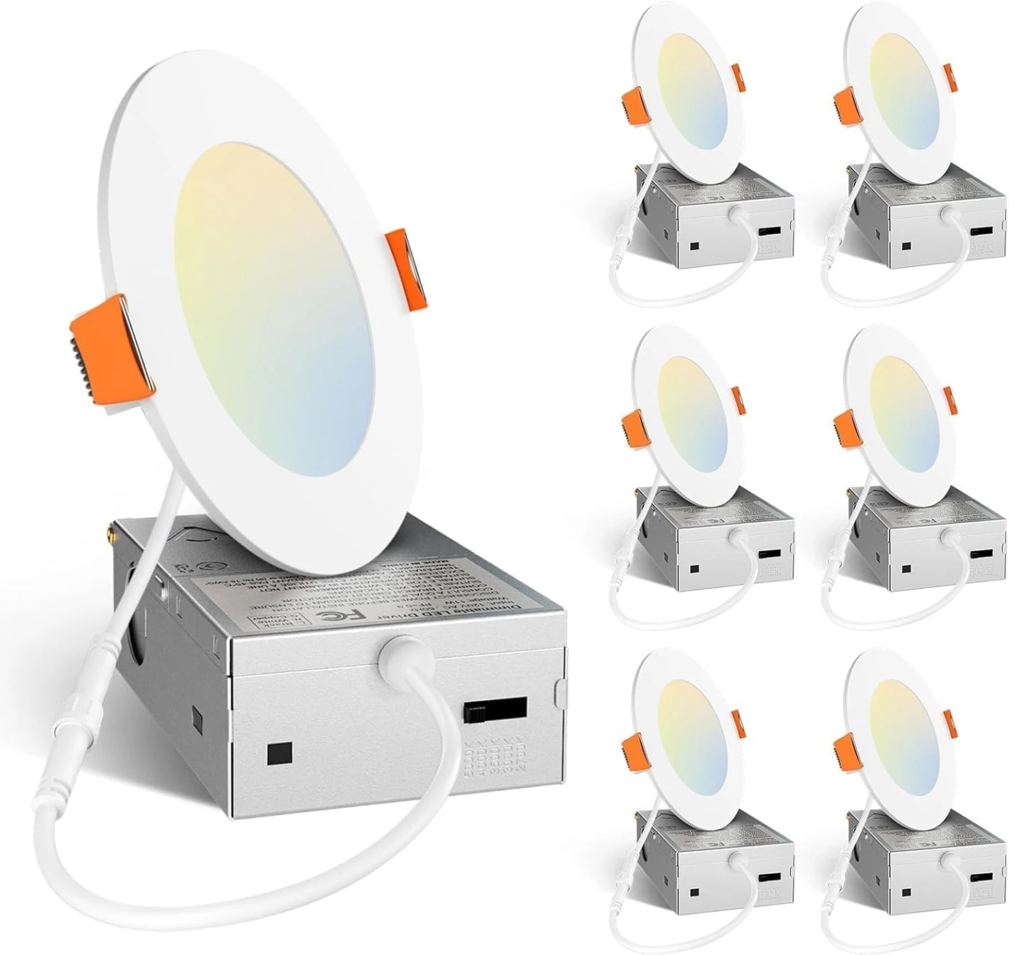Amico 6 Pack 4 Inch 5CCT LED Slim Pot Lights