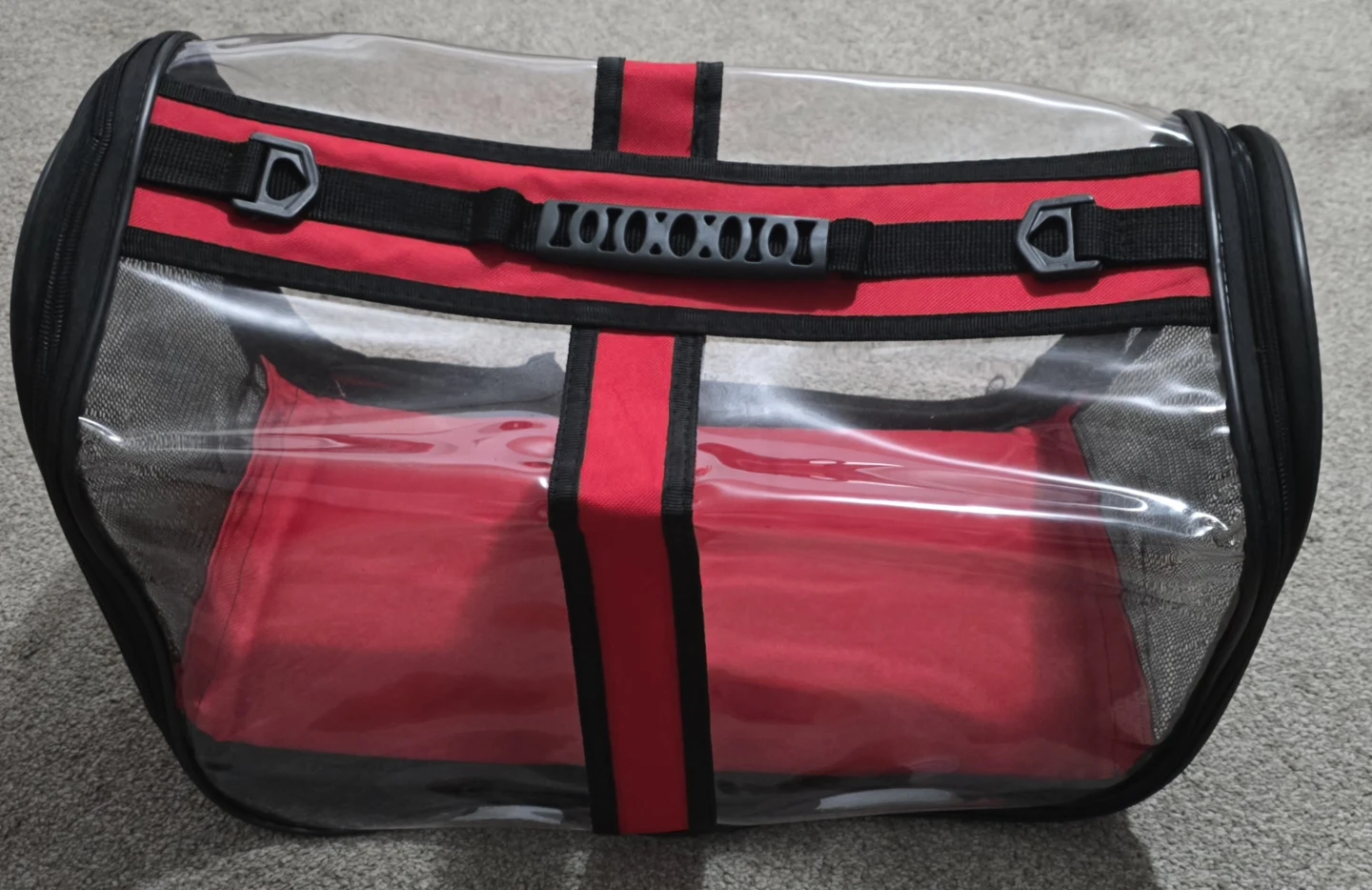 Clear Pet Carrier Bag - Red and Black - photo 2