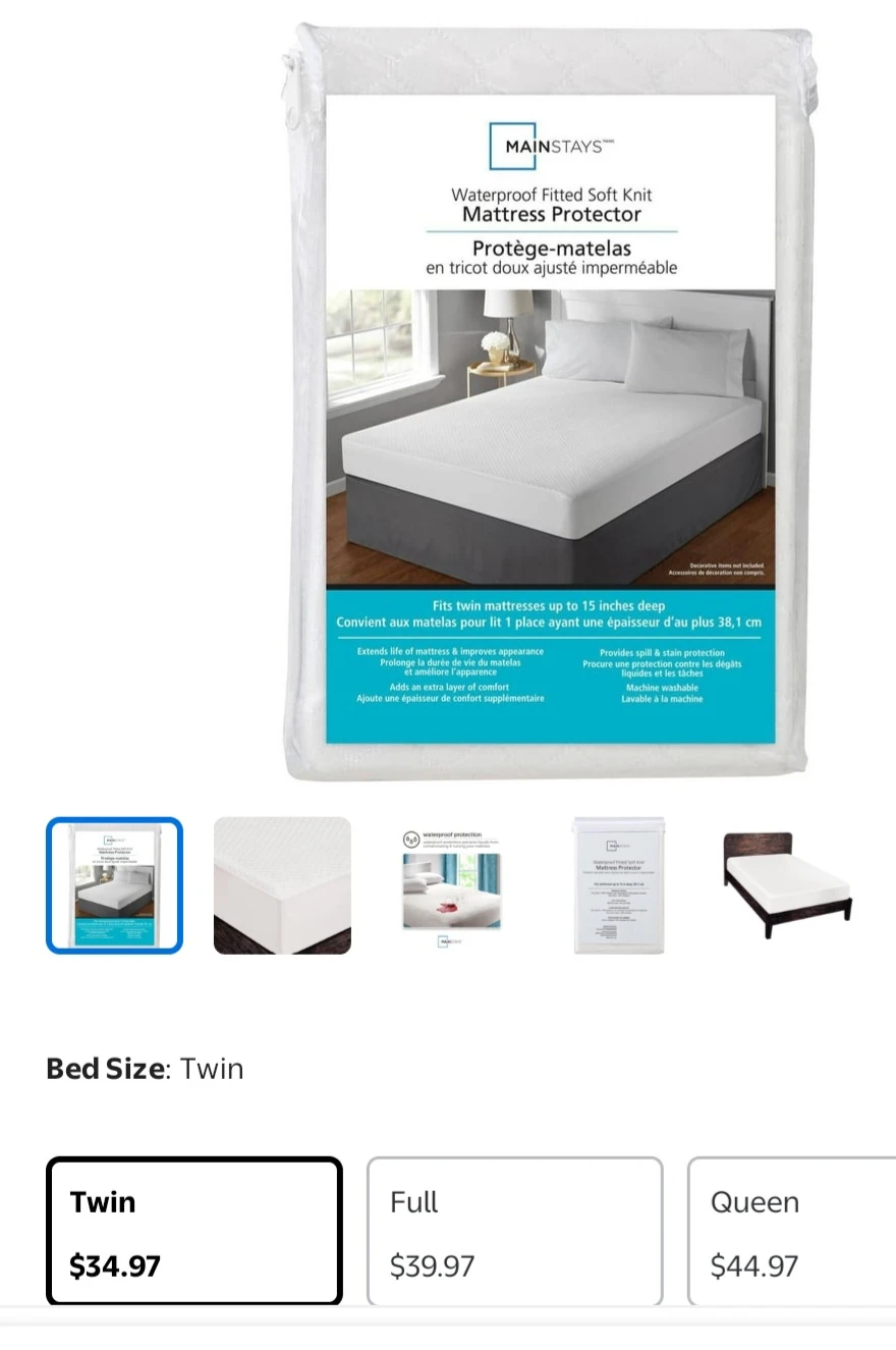 Waterproof Fitted Soft Knit Mattress Protector Twin Size