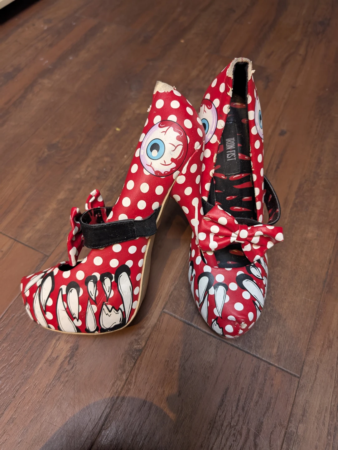 Iron Fist Red Polka Dot "Monster" Heels Size 40