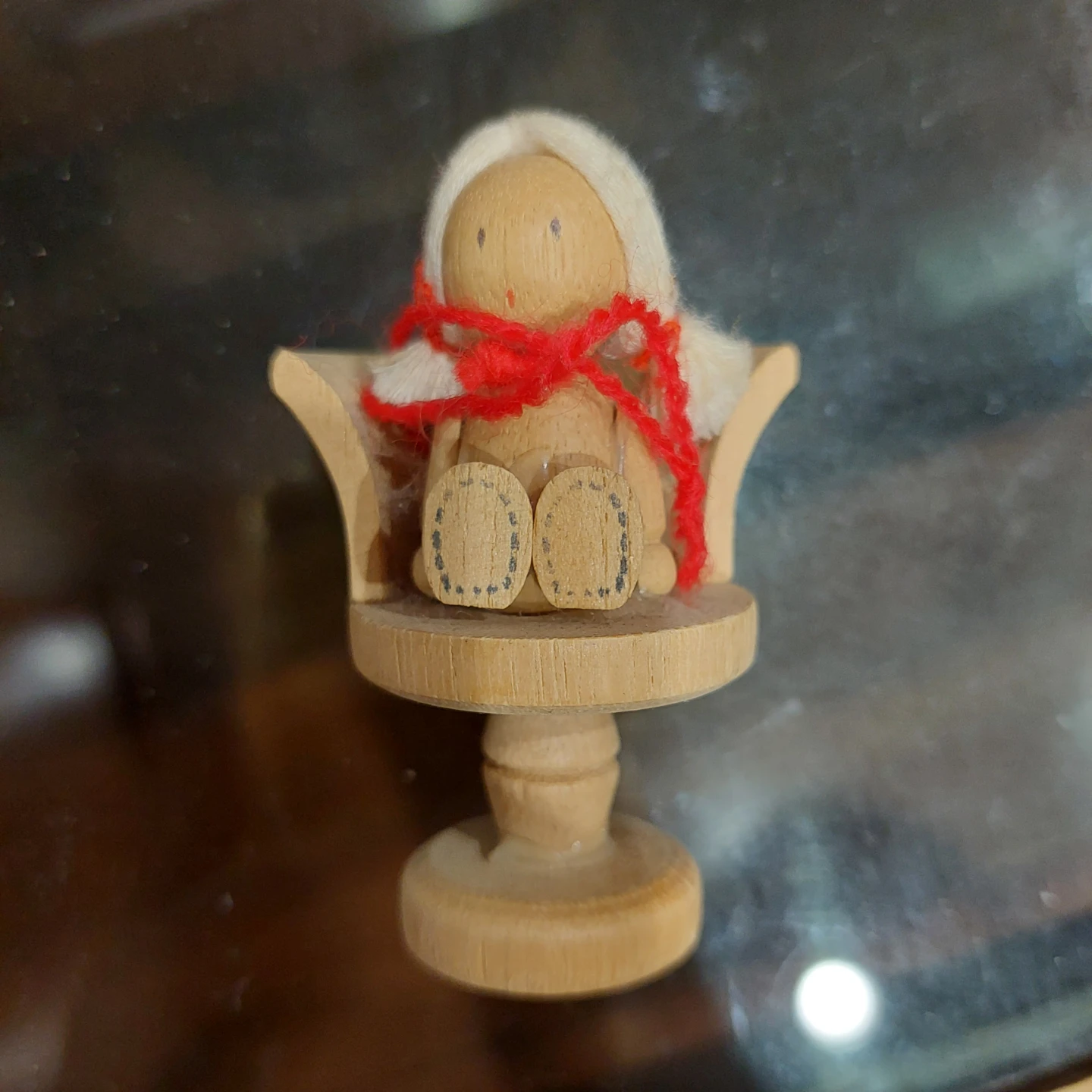 Handmade Wooden Doll in Chair