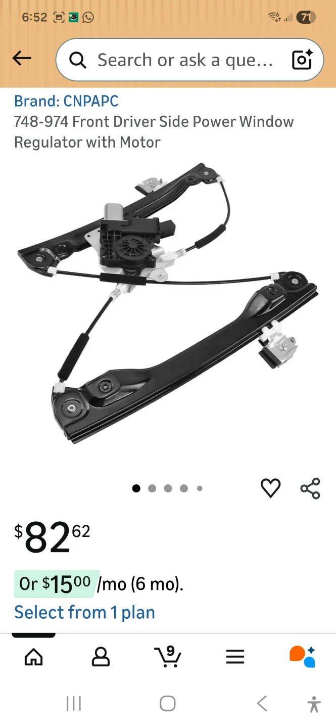CNPAPC 748-974 Front Driver Side Power Window Regulator
