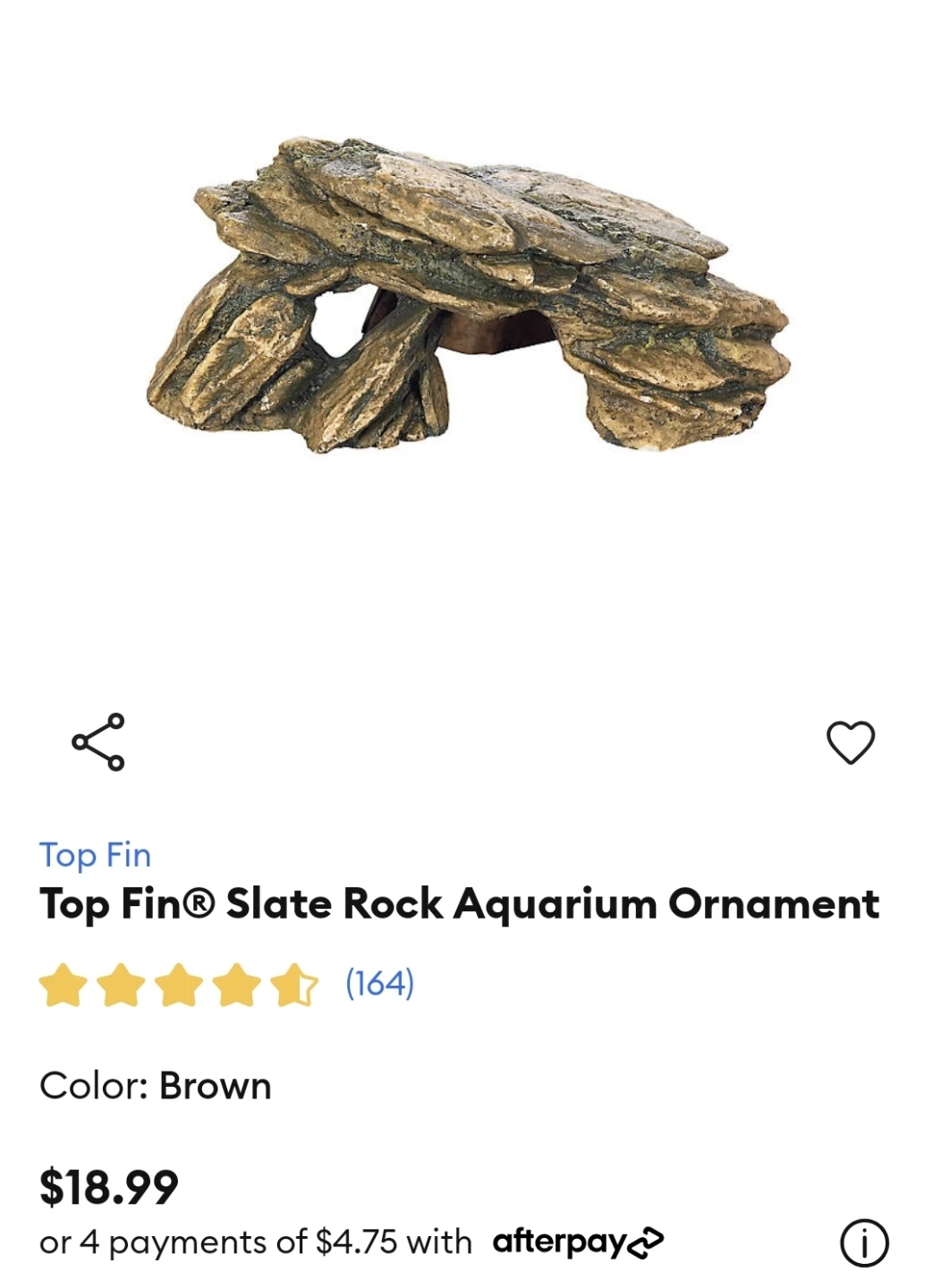 Top Fin Slate Rock Aquarium Ornament - Brown