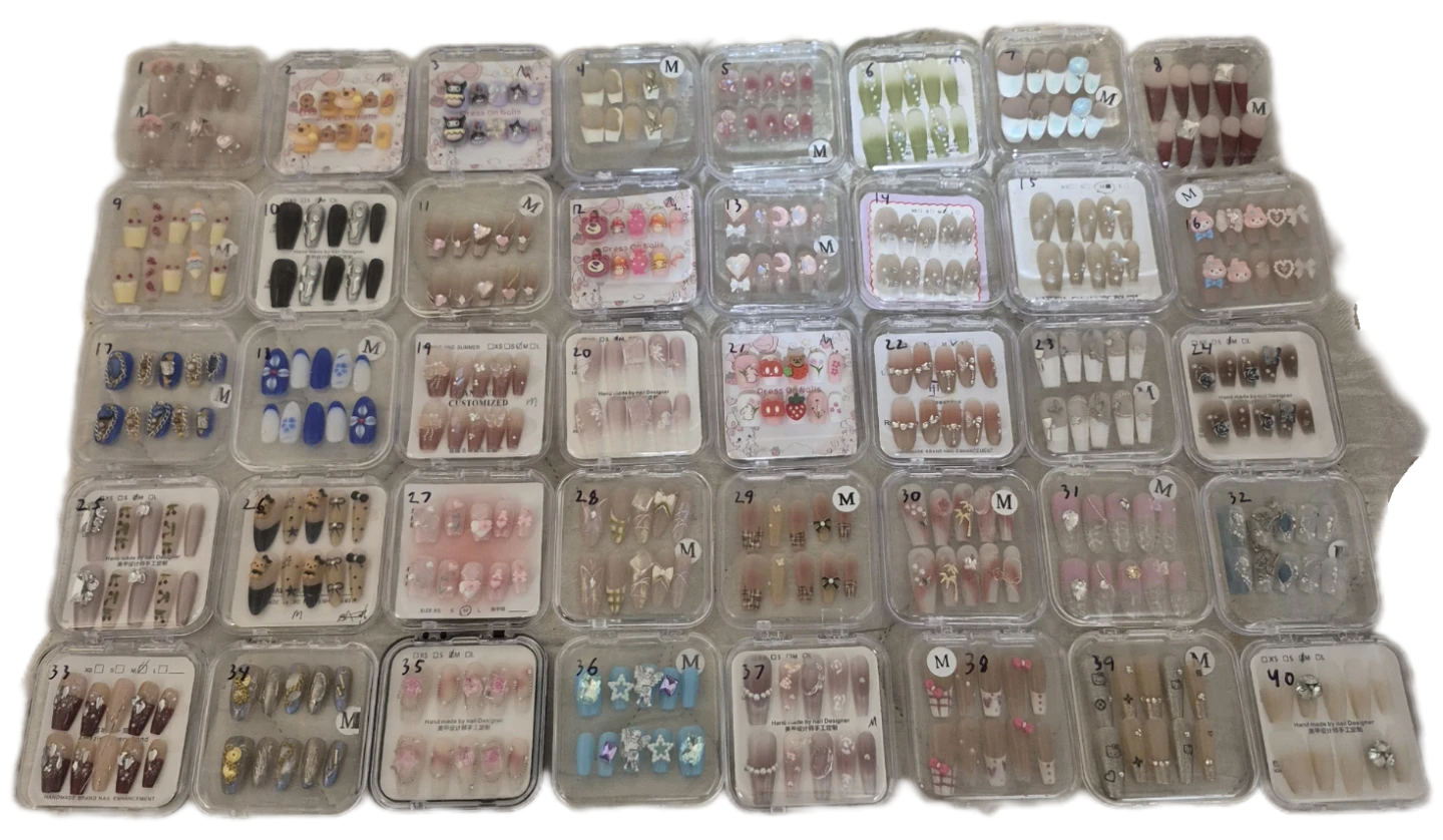 Assorted Hand-Made Press-On Nails (Various Designs)