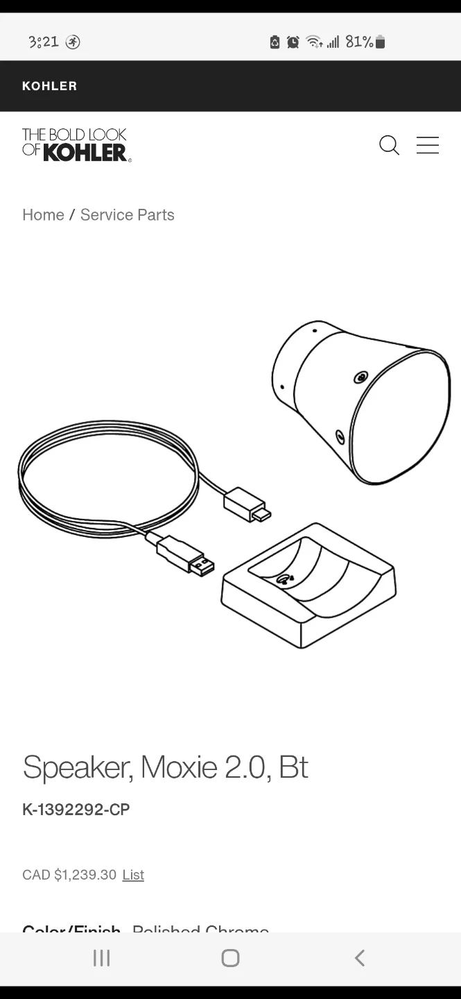 Kohler Moxie 2.0 BT Speaker K-1392292-CP Polished Chrome - photo 4