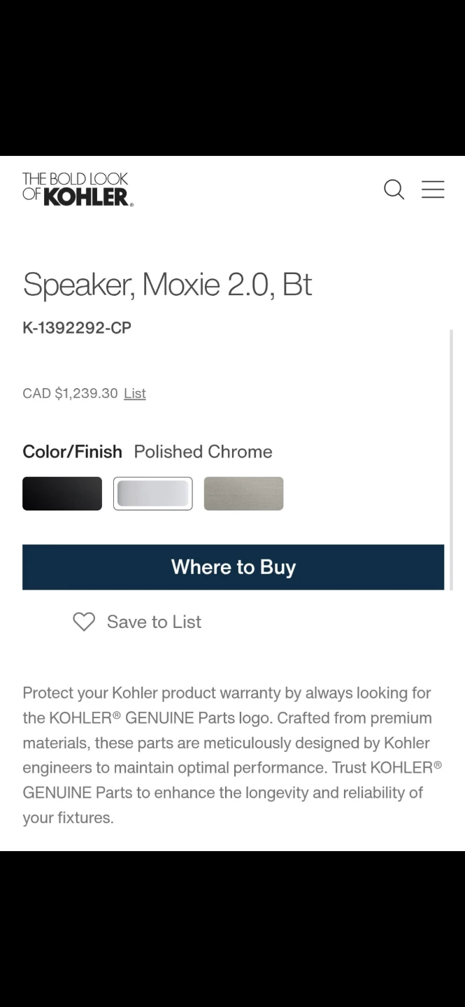 Kohler Moxie 2.0 BT Speaker K-1392292-CP Polished Chrome - photo 5