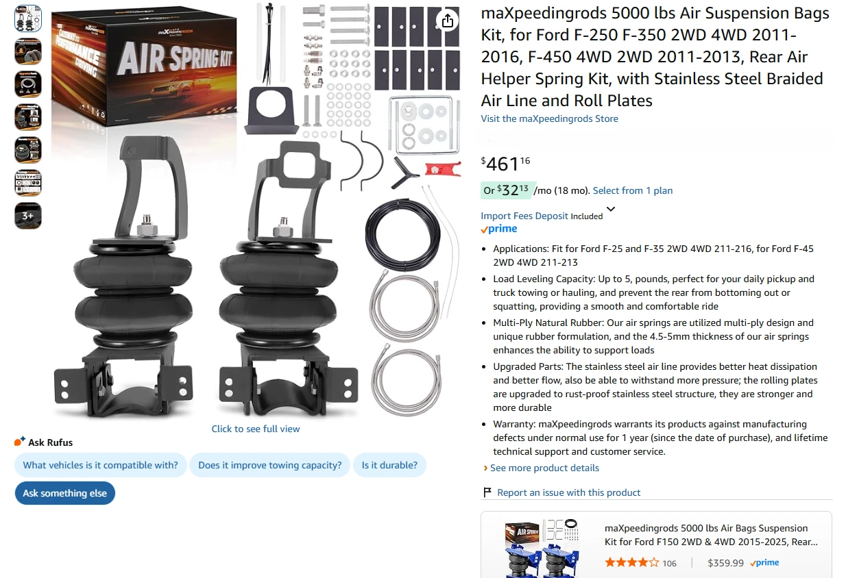 MAXPEEDINGRODS 5000 lbs Air Suspension Helper Spring Kit - photo 2