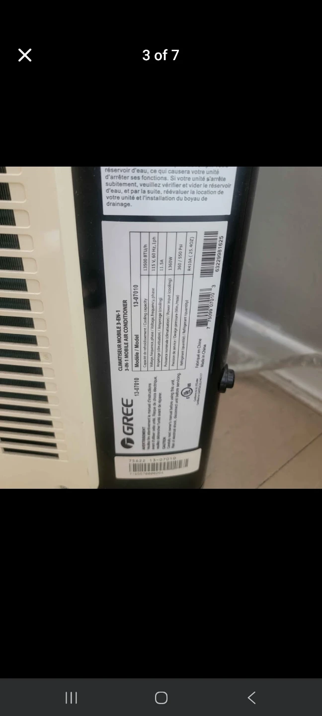 Gree Portable Air Conditioner 13500btu wifi - photo 2