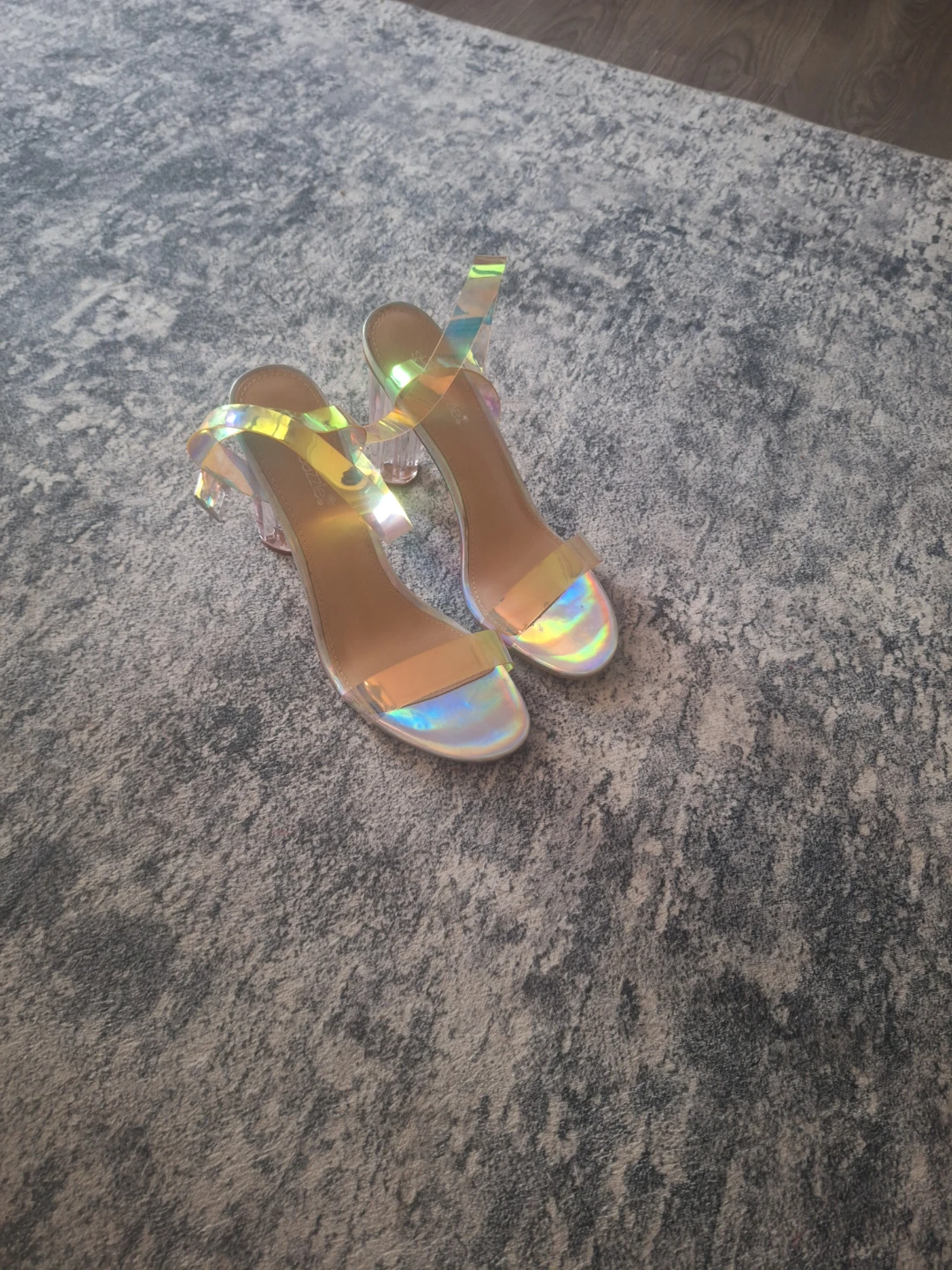 Iridescent Clear Block Heel Sandals
