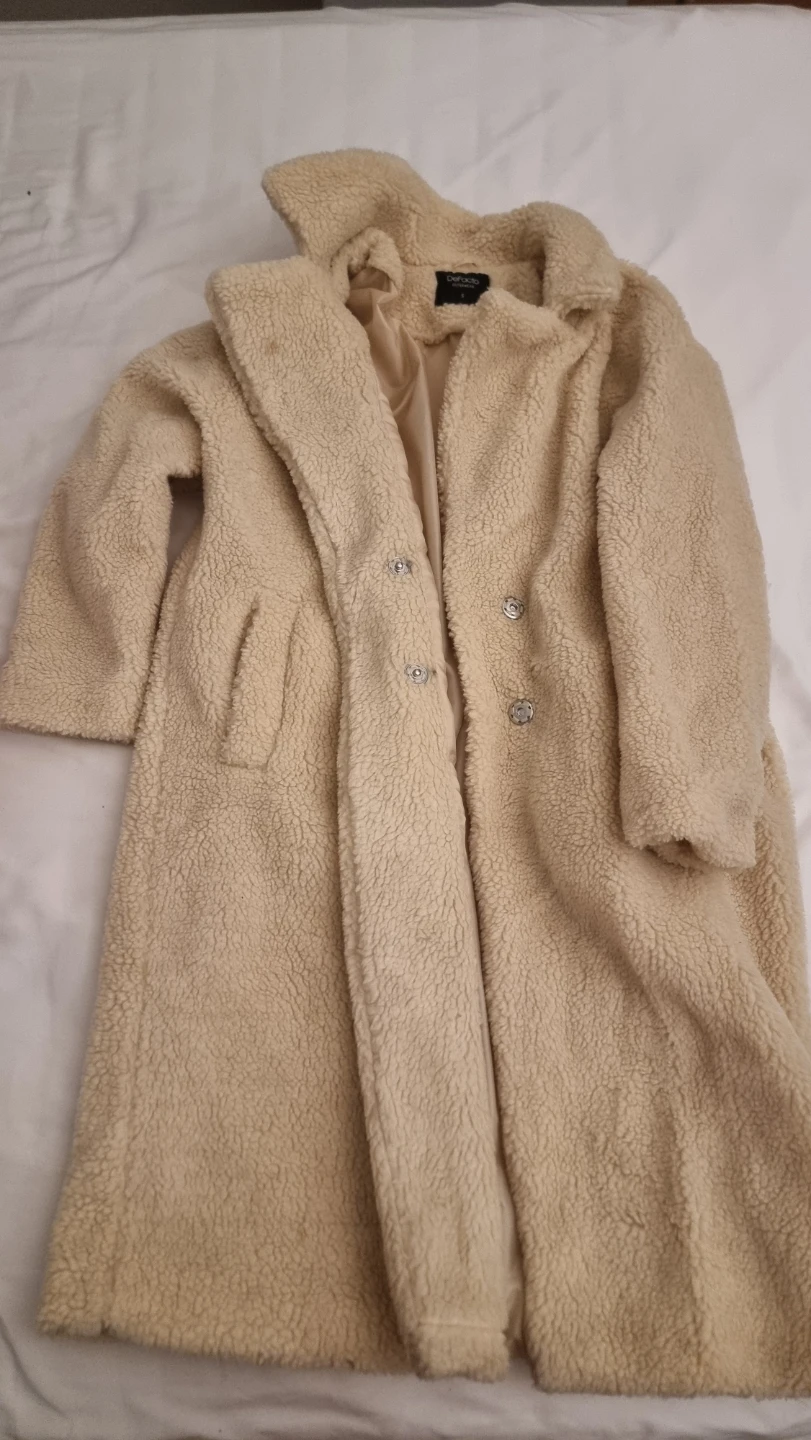 Teddy Coat - Cream, Size S