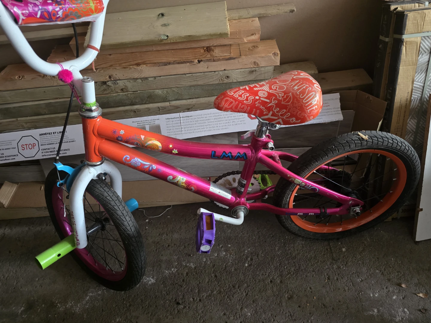 Pink and Orange BMX Bike