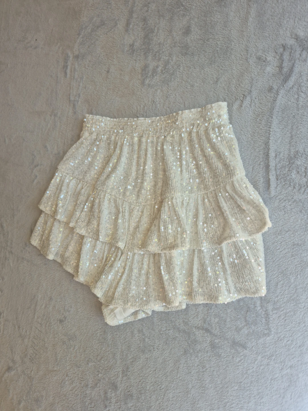 Endless Rose White Sequin Tiered Mini Skirt - photo 2