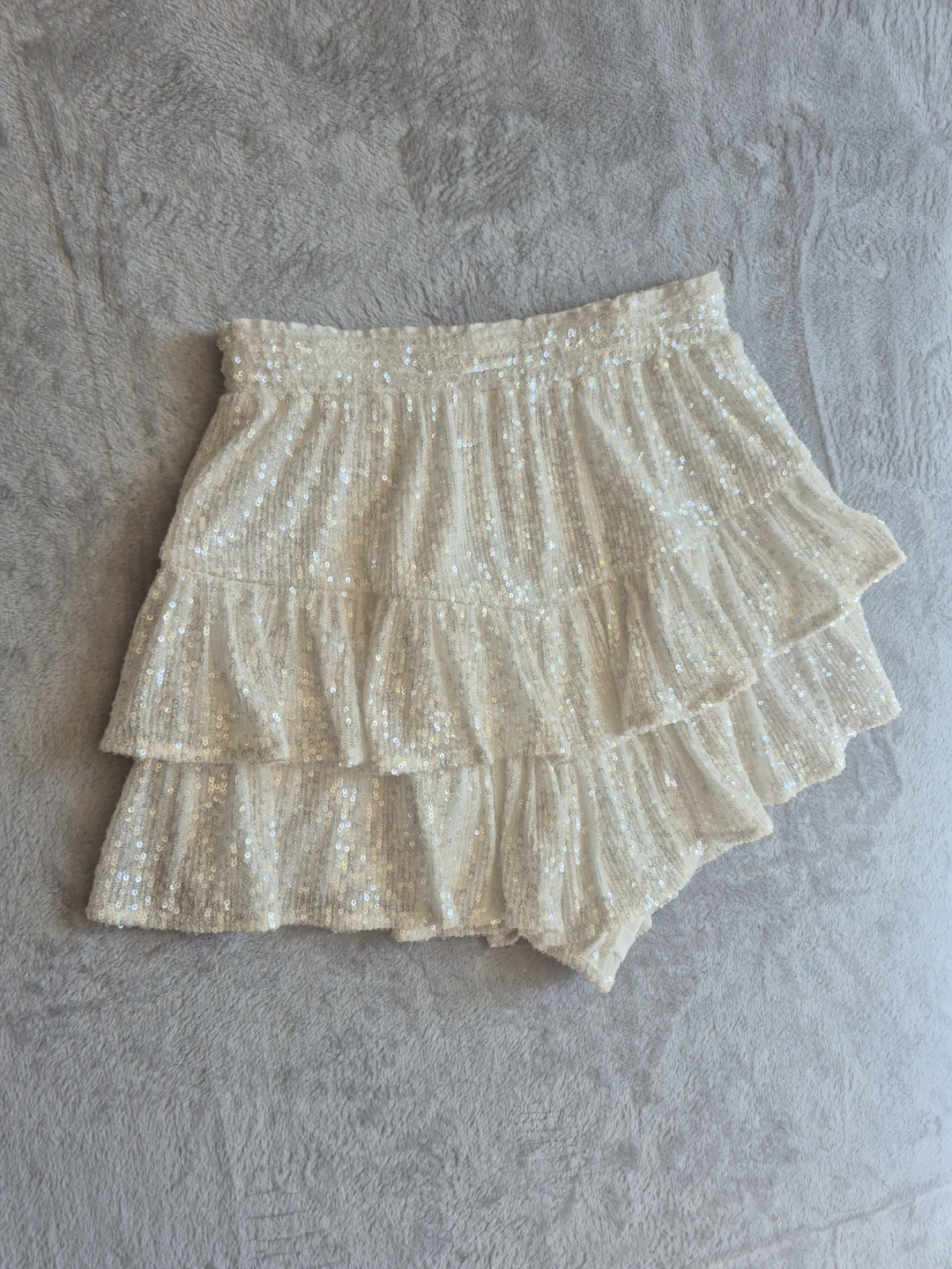 Endless Rose White Sequin Tiered Mini Skirt - photo 3