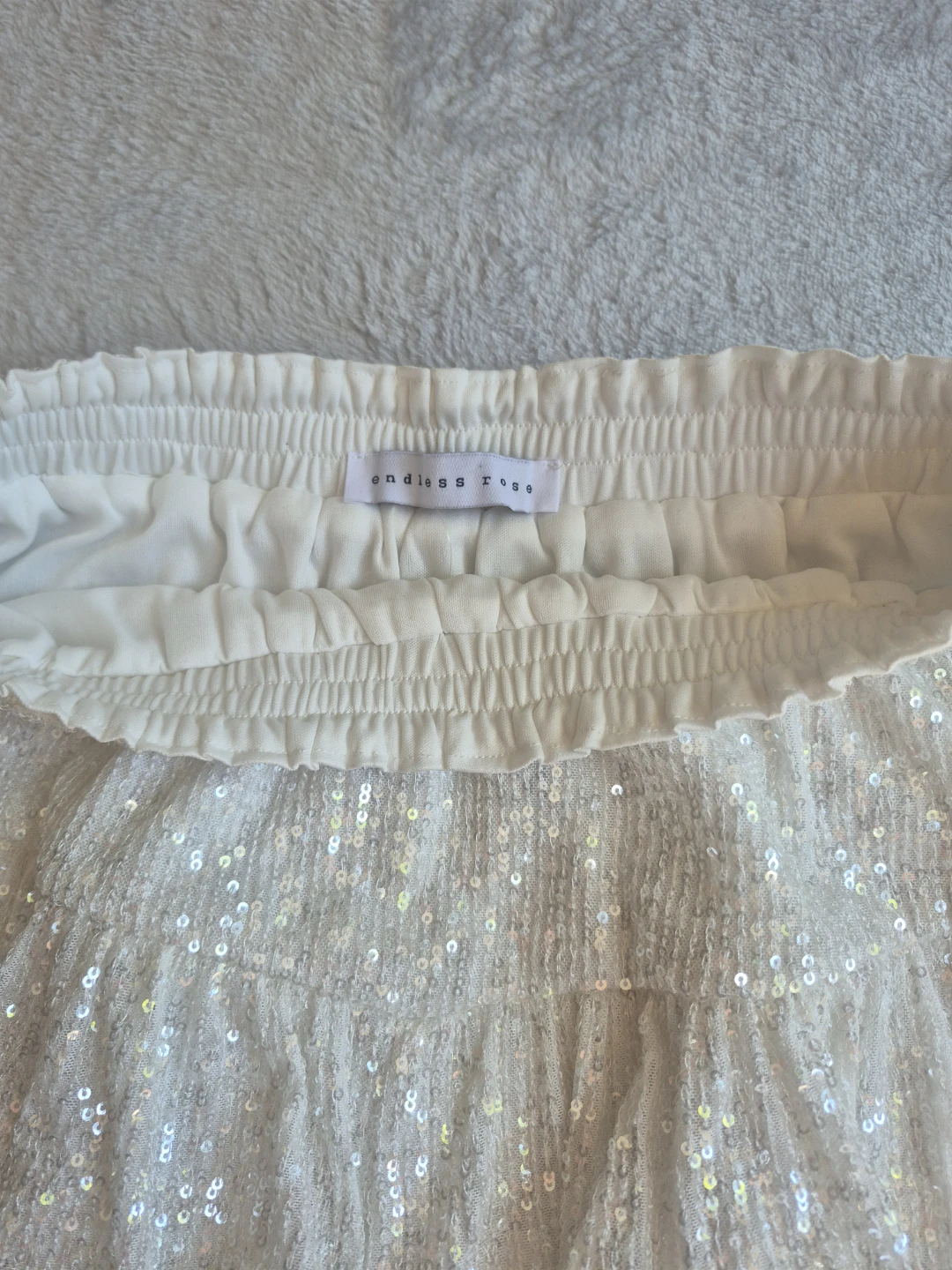 Endless Rose White Sequin Tiered Mini Skirt - photo 4