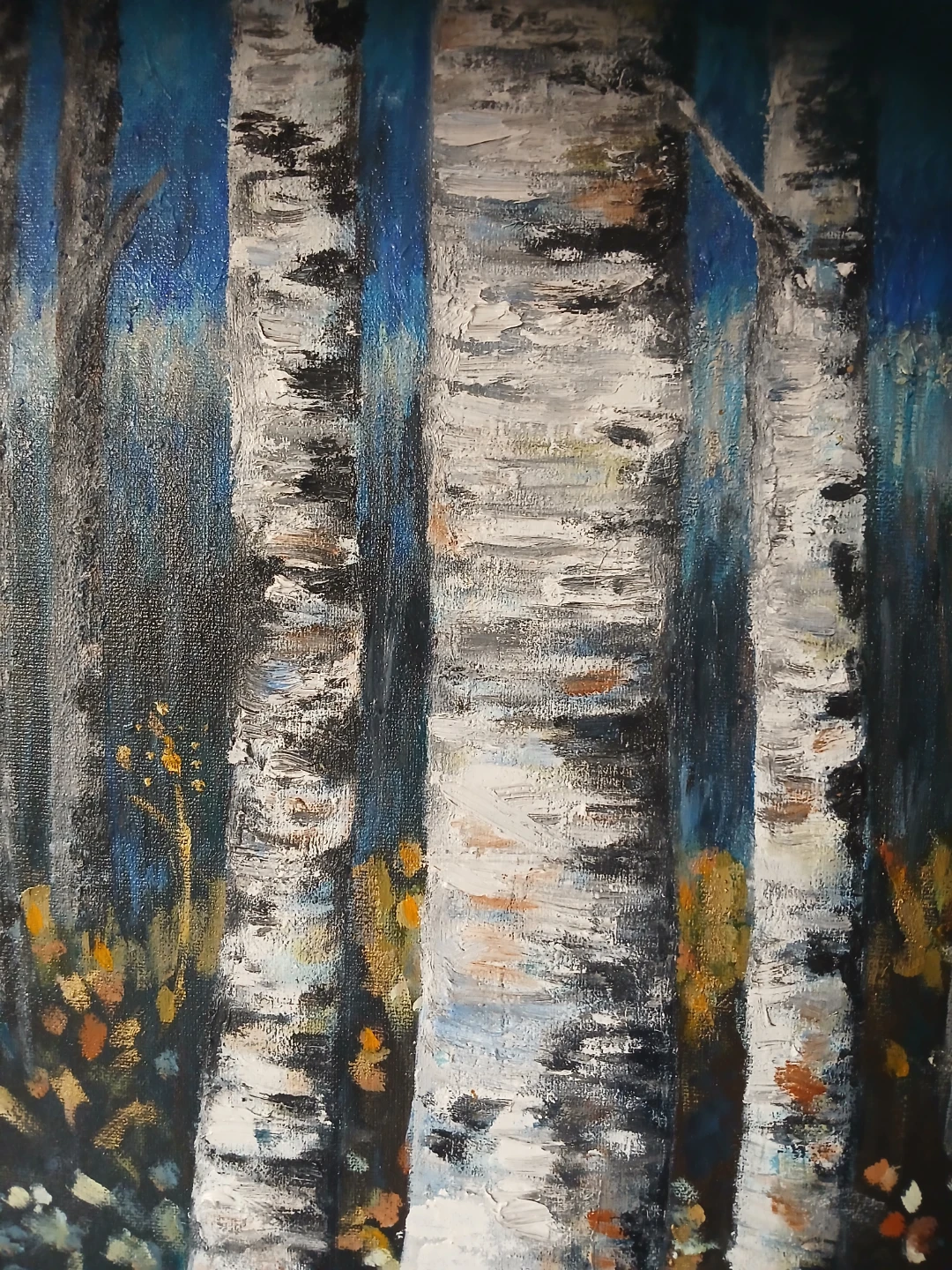 Framed Birch Tree Painting