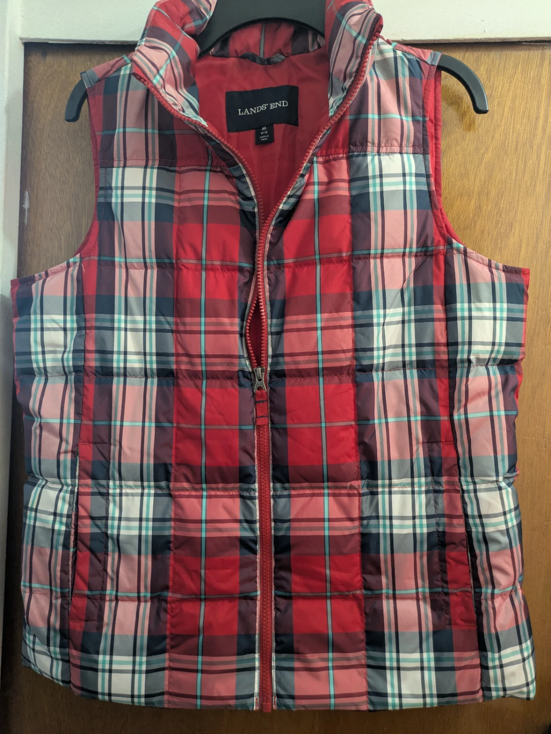 Lands' End Plaid Puffer Vest - Medium - photo 2