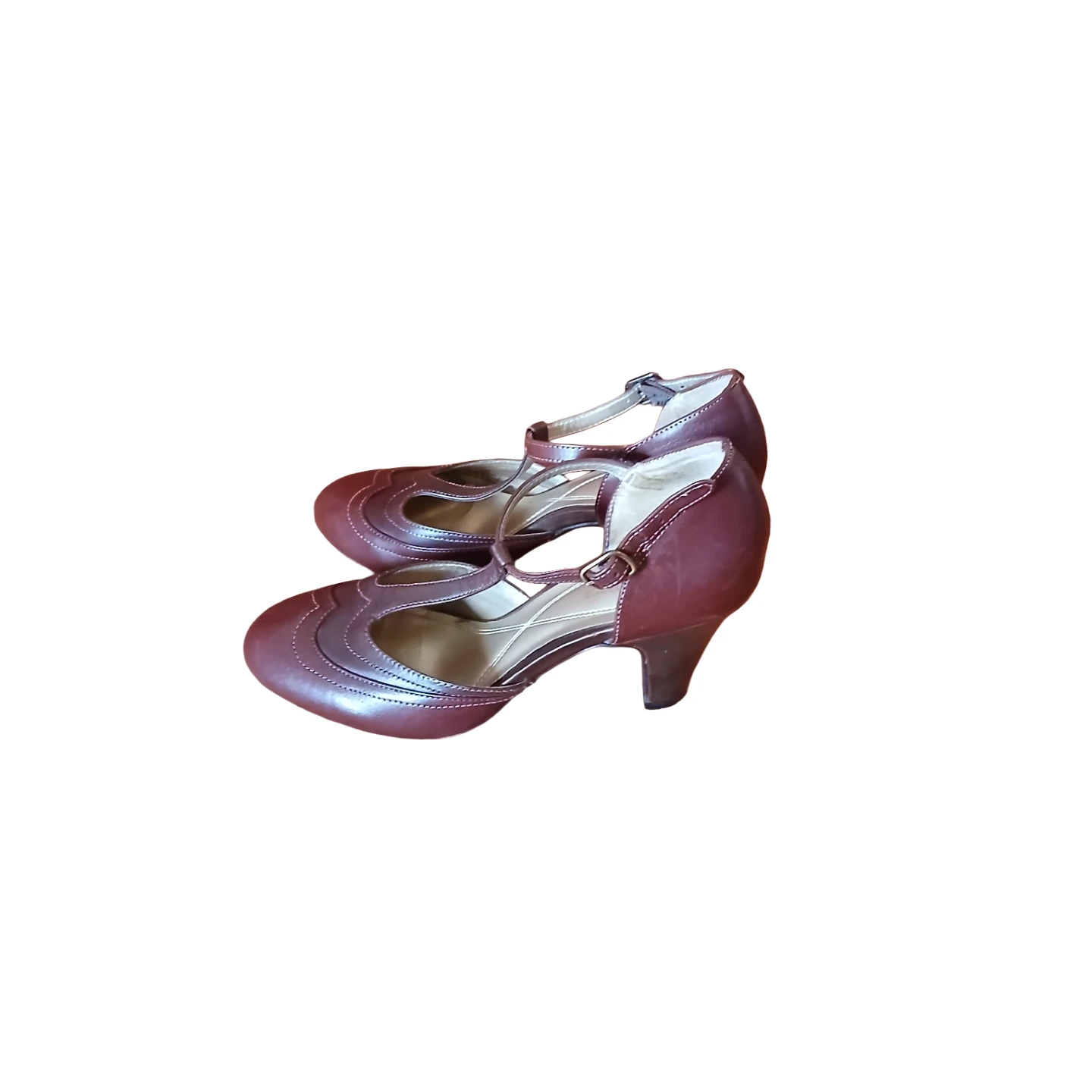 Burgundy Naturalizer "Betty" T-Strap Heels