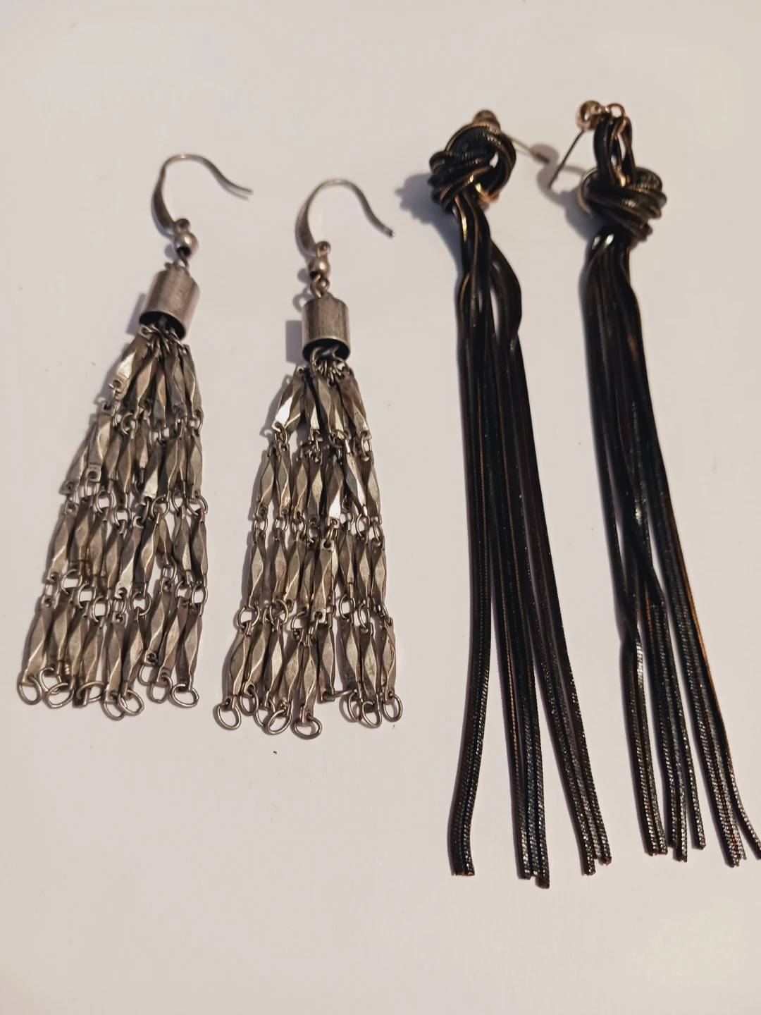 2 Pairs of Tassel Earrings  Silver Tone & Dark Metal $3 each - photo 2