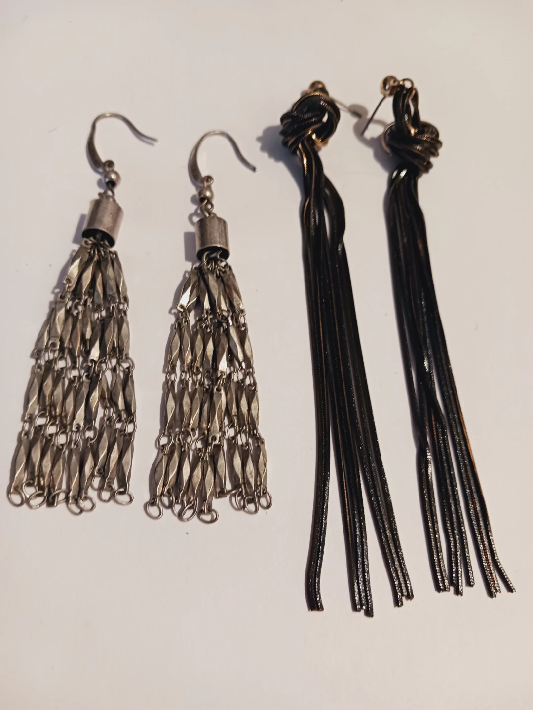 2 Pairs of Tassel Earrings  Silver Tone & Dark Metal $3 each - photo 3