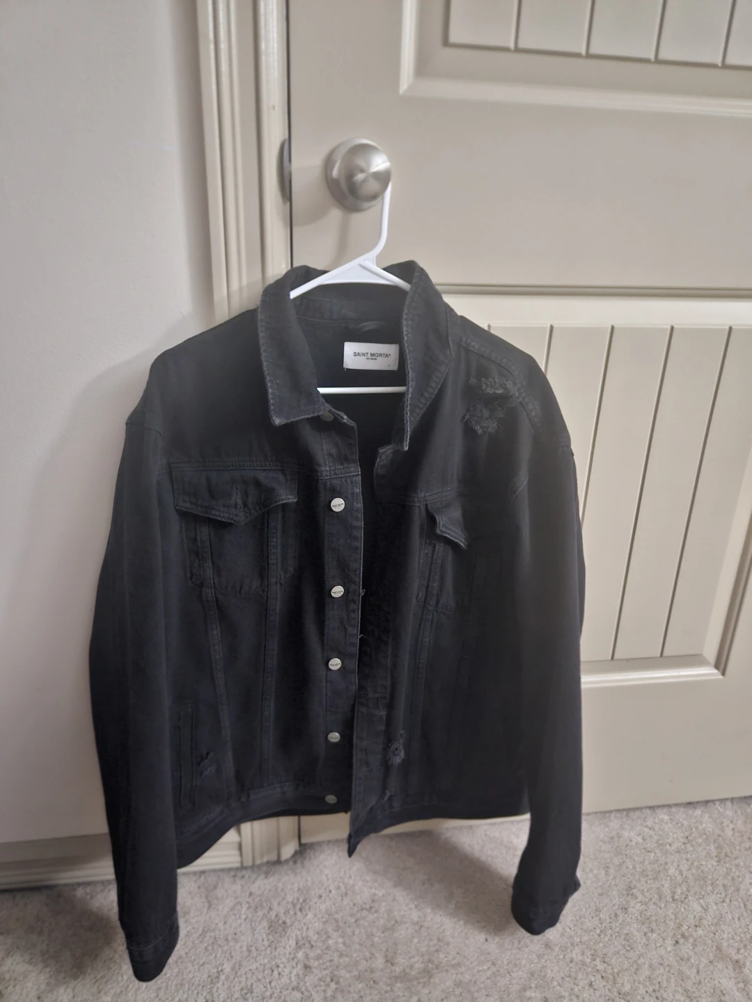Men's Saint Morta Distressed Denim Jacket - Large - photo 2