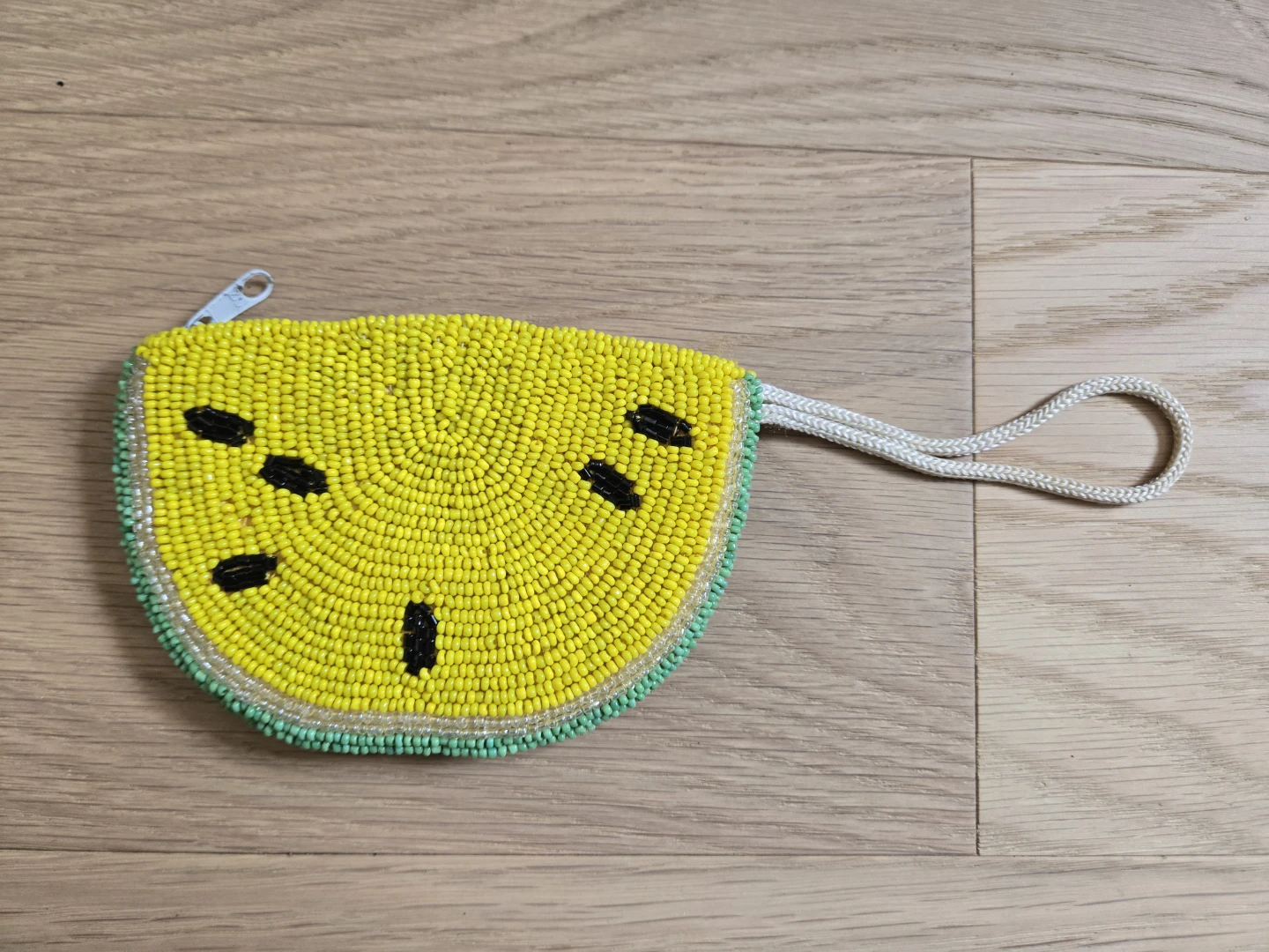 Yellow Watermelon Beaded Coin Purse Pouch - photo 2