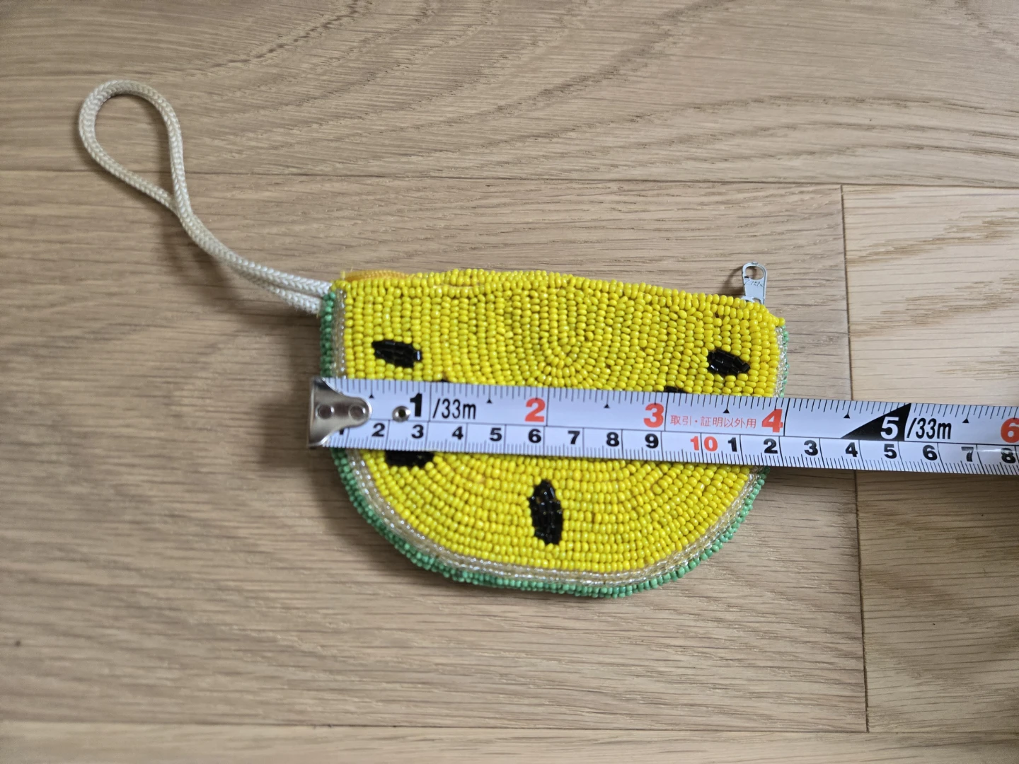 Yellow Watermelon Beaded Coin Purse Pouch - photo 4
