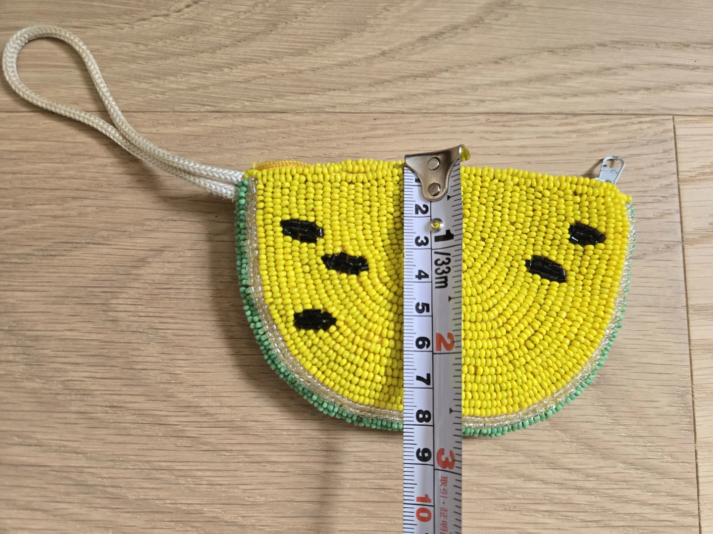 Yellow Watermelon Beaded Coin Purse Pouch - photo 5