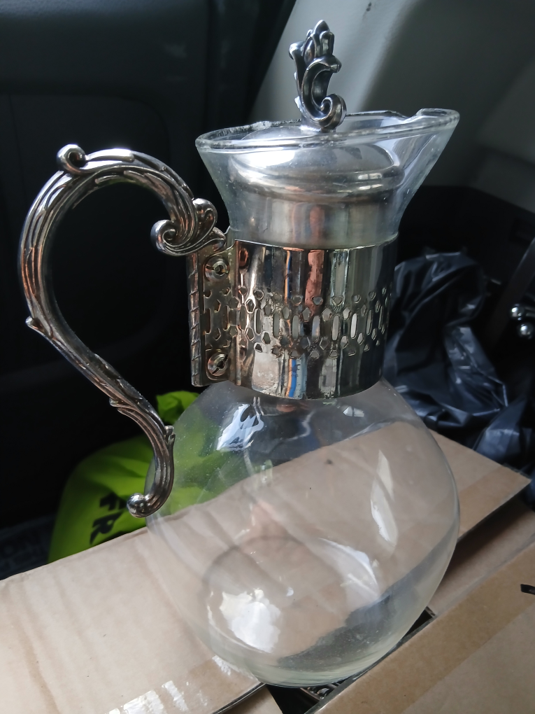 Vintage Glass and Silver Plate Coffee Pot/Carafe - photo 3