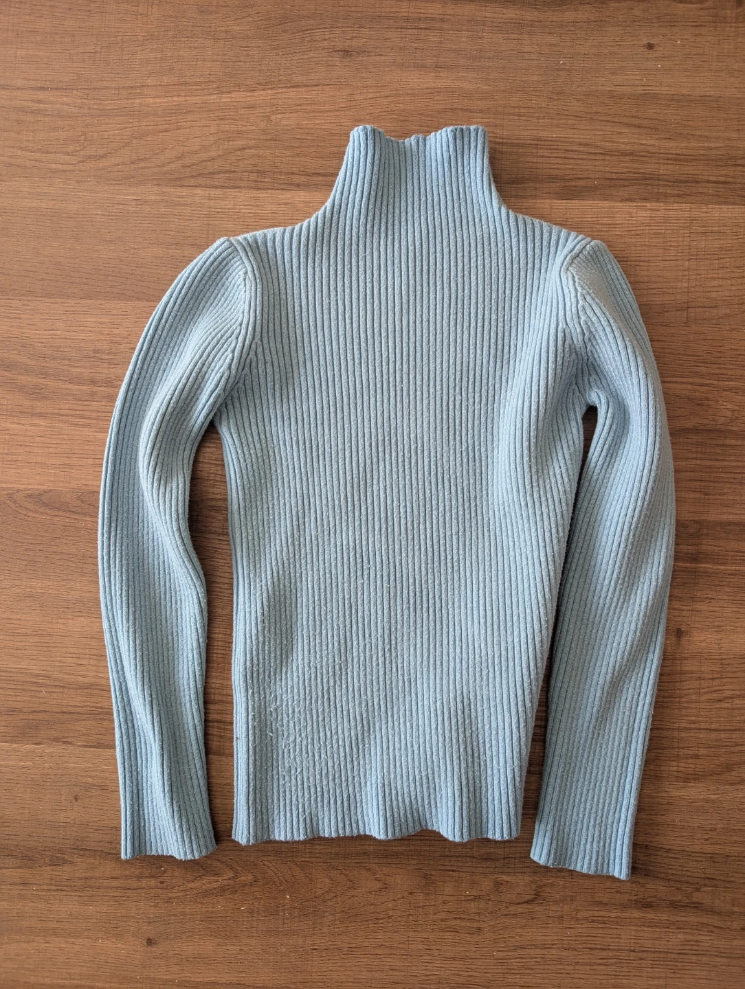 Light Blue Ribbed Turtleneck Sweater - photo 2