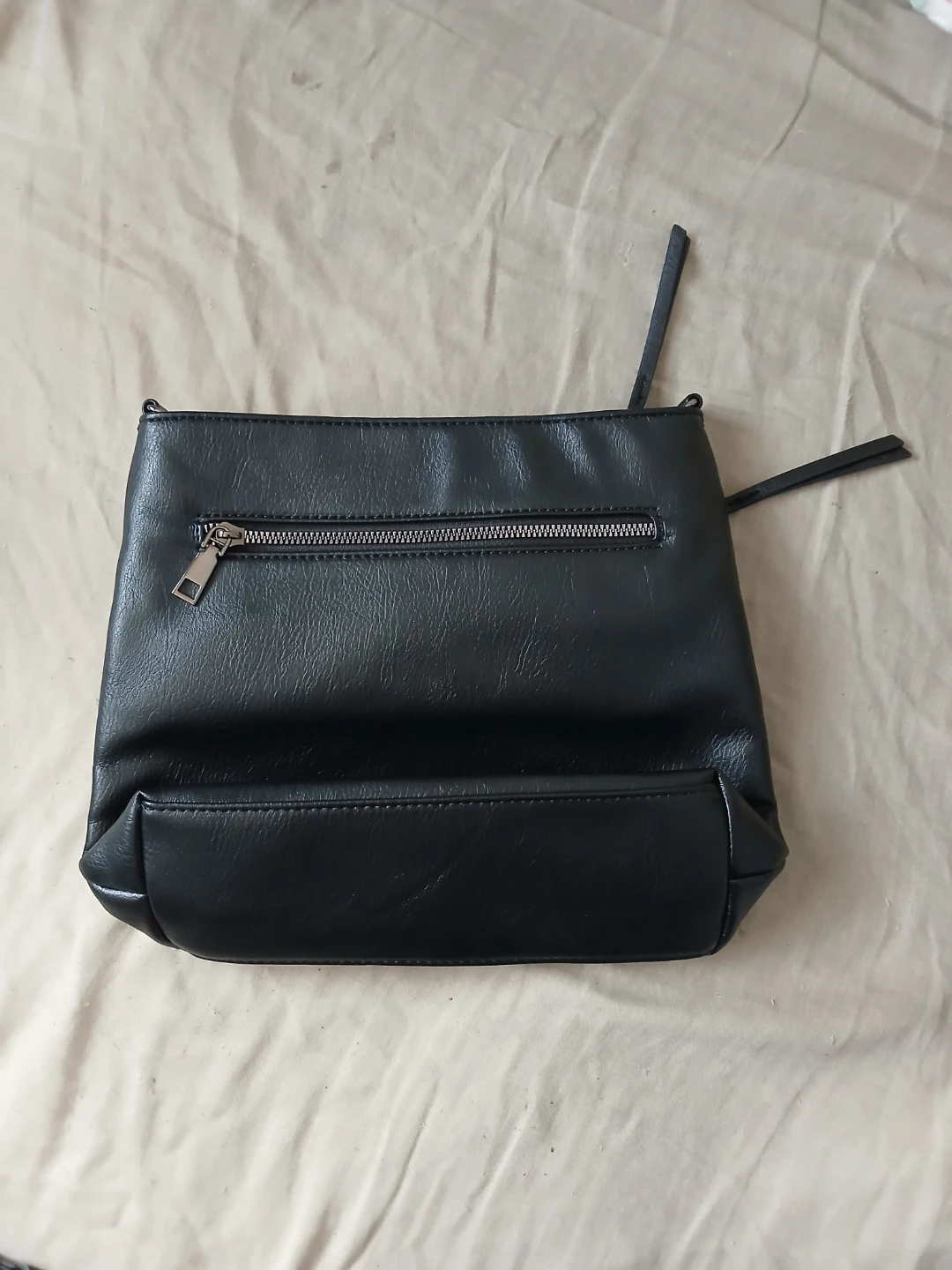 Black Faux Leather Crossbody Bag With Decorative Strap - photo 3