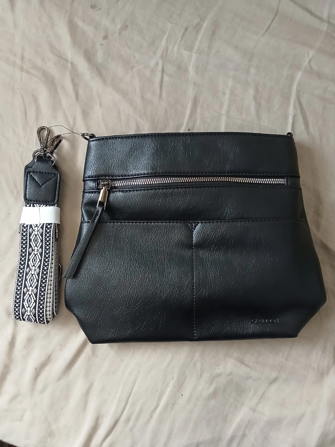 Black Faux Leather Crossbody Bag With Decorative Strap - photo 4