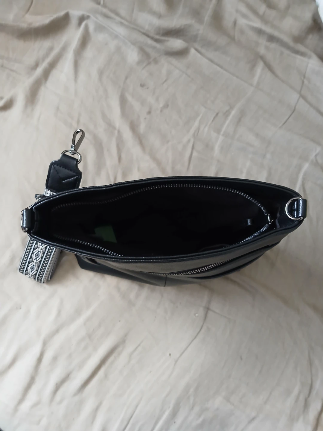 Black Faux Leather Crossbody Bag With Decorative Strap - photo 5