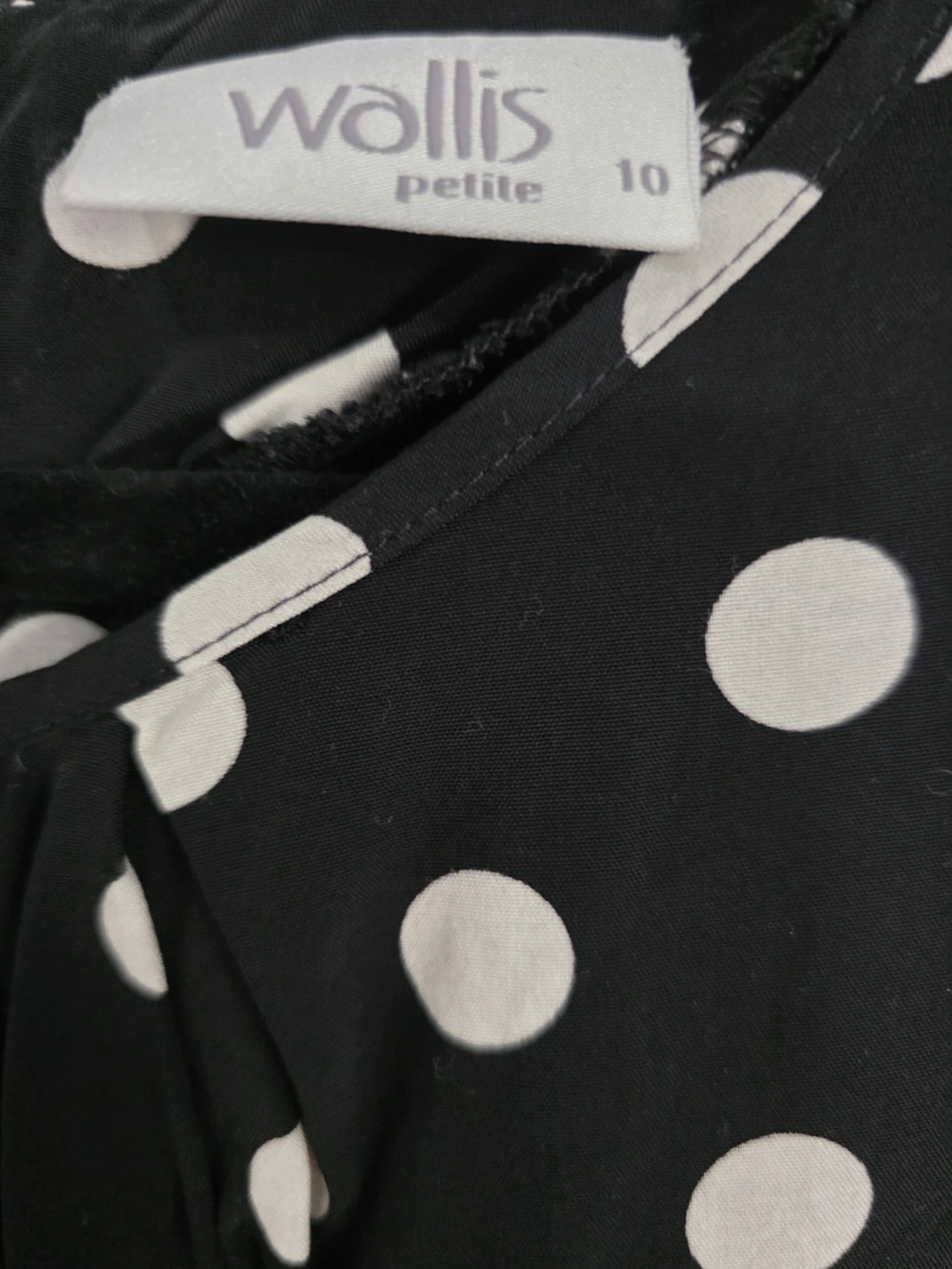 Wallis Petite Black Polka Dot Dress - Size 10 - photo 2