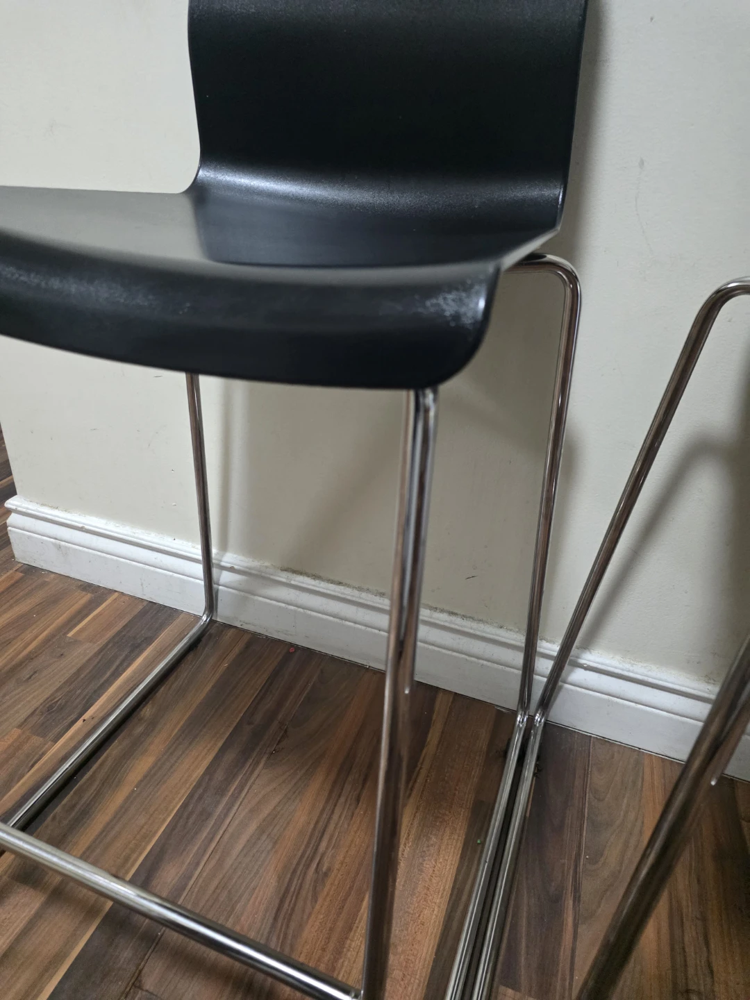 Set of 2 Black Bar Stools with Chrome Legs - photo 2
