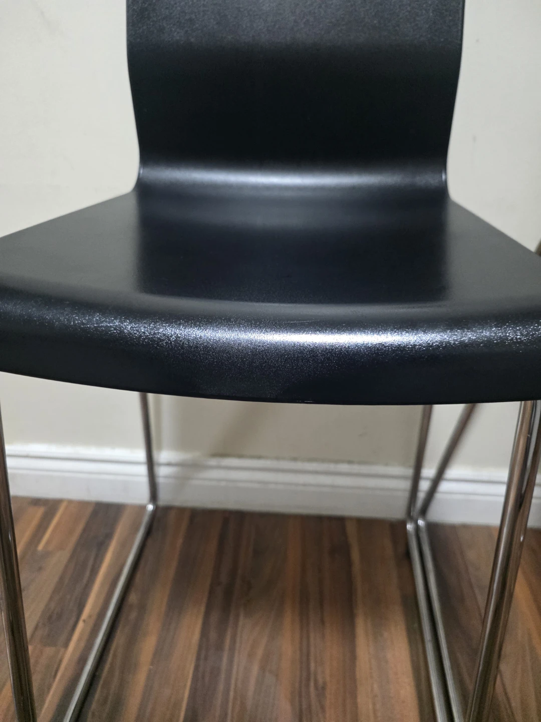 Set of 2 Black Bar Stools with Chrome Legs - photo 3