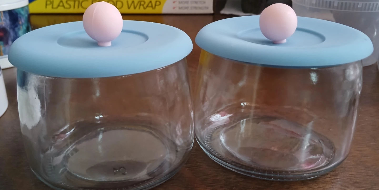 Set of 2 Glass Jars with Blue Lids