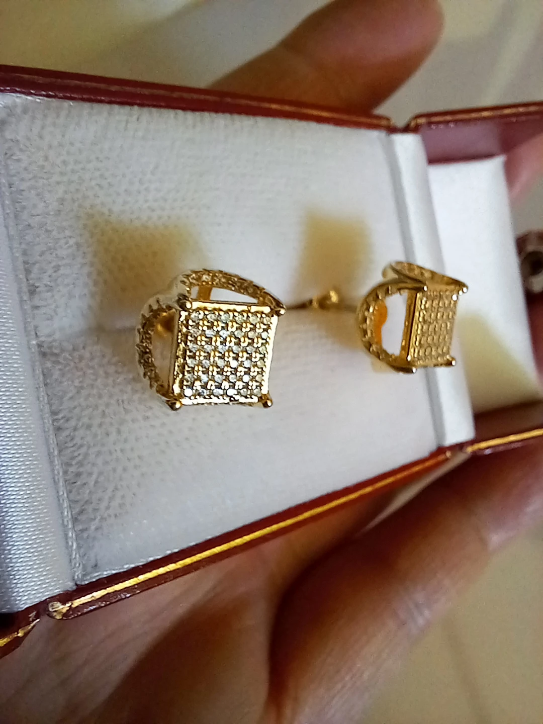 Square Stud Earrings with Crystals - photo 2