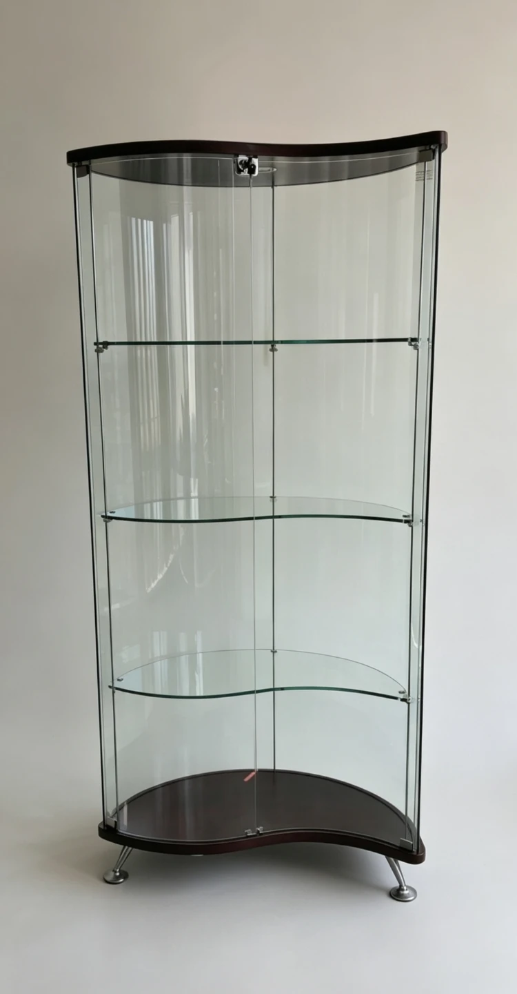 Modern Curved Glass Display Cabinet – With Interior Light