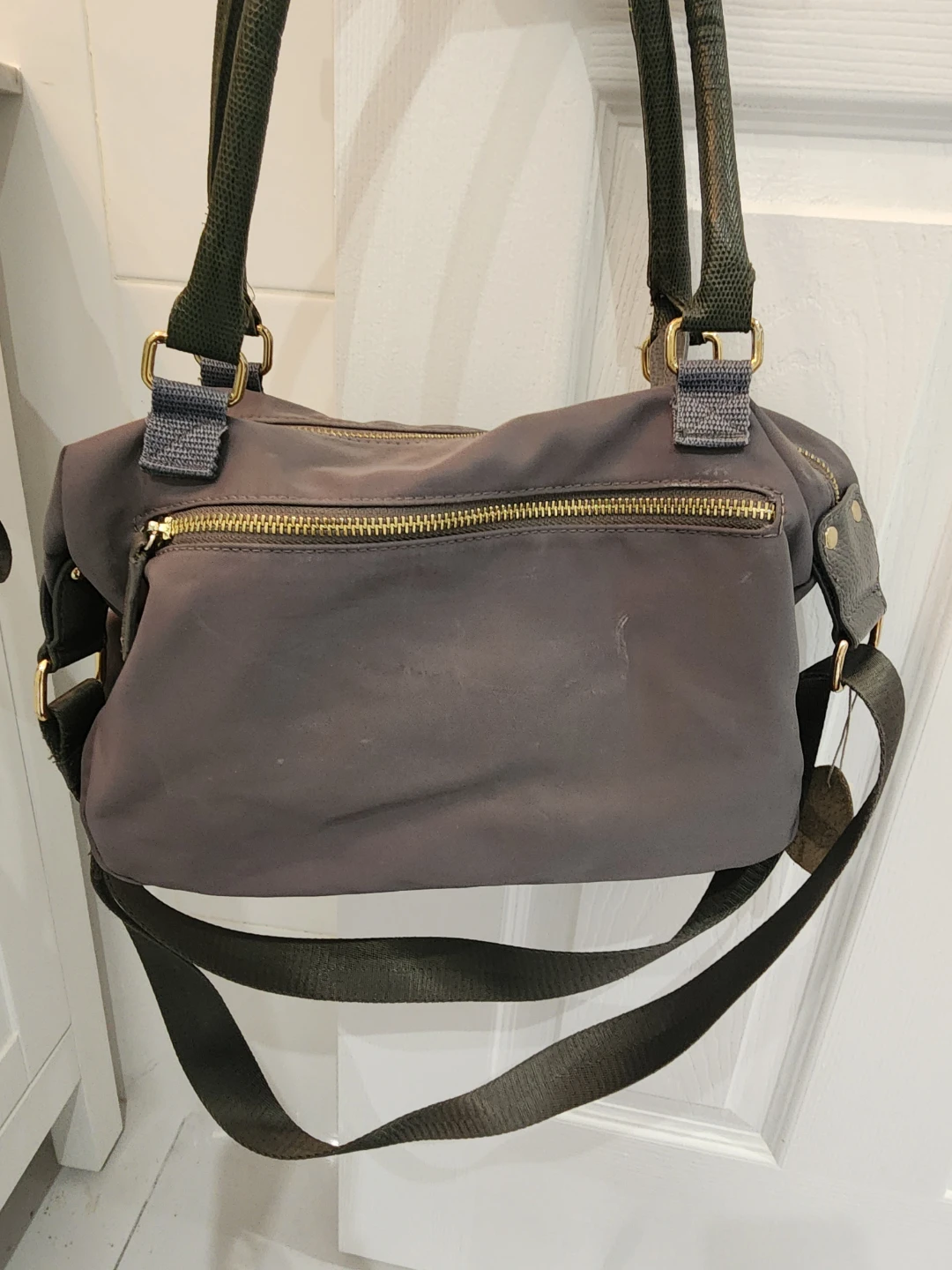 Grey Satchel Style Handbag w/Multiple Pockets(leather accent) - photo 2